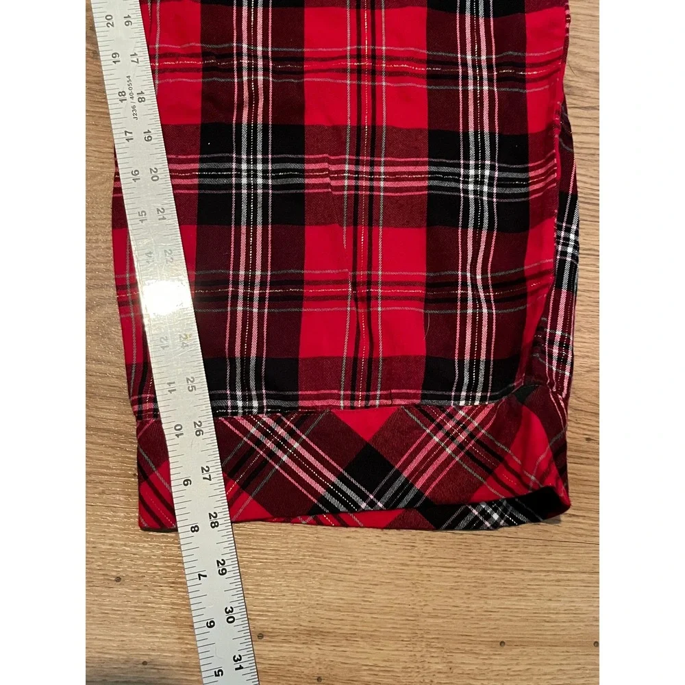 Victoria's Secret Pajamas Women XL Short Red Plaid 2 Piece Set Metallic Sparkle